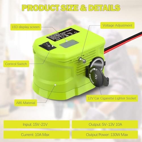 18V to 12V Step-Down Converter for Ryobi Battery, Power Wheels Battery Adapter, 5V-13V Buck Converter with Cigarette Lighter Socket, Car Appliance & Fridge Charger, DIY Power Station — view 4
