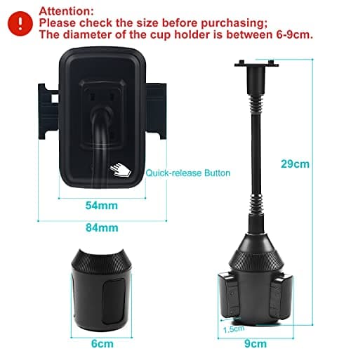 AMIGOB Cup Holder Phone Mount Adjustable Car Phone Holder Cup Holder Cell Phone of Smart Phone — view 2