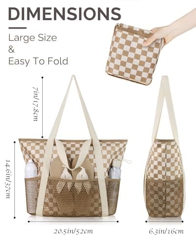 HOMESPON Beach Bag Large Waterproof Tote for Women with Zipper — view 4