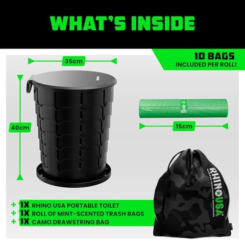 Rhino USA XL Portable Toilet for Camping (180kg Capacity) - Adjustable — view 5