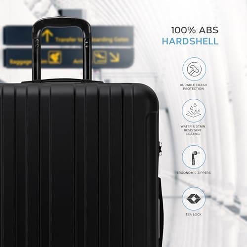 Flight Knight Premium Lightweight Suitcase - Built-in TSA Lock - 8 Spinner Wheels - ABS Hard Shell Check in Highly Durable Luggage - Large - 76.5x52x30cm — view 4