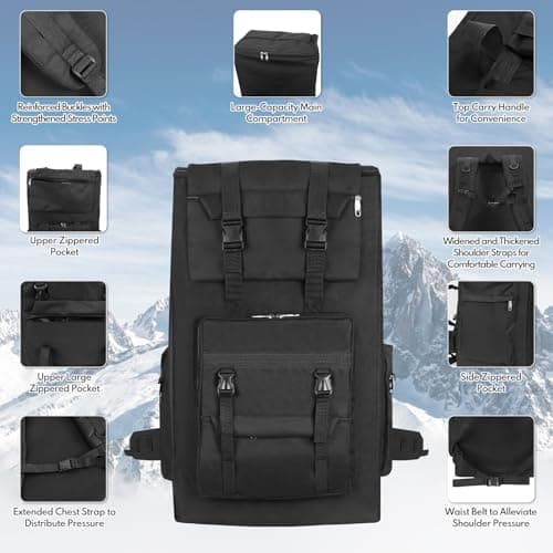 120L Hiking Camping Backpack Men Women Waterproof Large Capacity Hiking Rucksack Travel Backpack Outdoor Sport Travel Daypack Bag Molle Rucksack for Camping Hunting Travelling Trekking Climbing — view 3