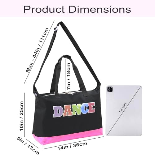 MADISON & DAKOTA Garment Dance Shoulder Bags for Girls, Teen Dancers, Costumes, Boys | Holographic Glitter Dance Bag for Kids, Dance Black & Pink — view 5