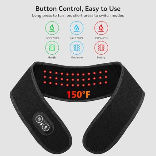 Cordless Neck Heating Pad with Massage 3000mAh Portable Neck Warmer Pain Relief, Heated Wrap 3 Heat & Massage Setting Heat Therapy Soothing Warmth Soreness Stiffness for Women Men — view 4