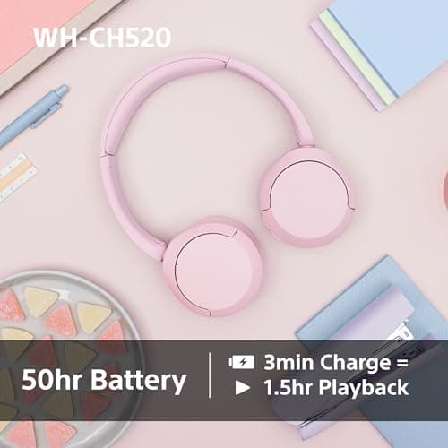 Sony WH-CH520 Wireless Bluetooth On-Ear Headphones, Lightweight Design, Up to 50 Hr Battery Life, Quick Charge, EQ, Clear Call Quality, iOS & Android, Black — view 6