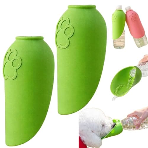 2 Pack Dog Water Bottle Adapter, Foldable Leak Proof Silicone Pet Water Dispenser Cap Portable Travel Drinking Bowl for Dog Cat Walking Hiking Outdoor,PuppyWater Dispenser Bowl Fits Standard Bottle