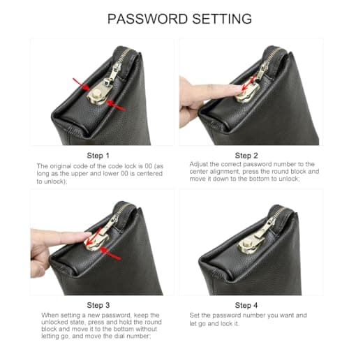 CONTACTS Leather Clutch with Combination Lock Men's Genuine Leather Phone Holder Zip Coin Key Travel Accessories Organizers Wallet Purse Anti-Thief Handbag Black — view 4