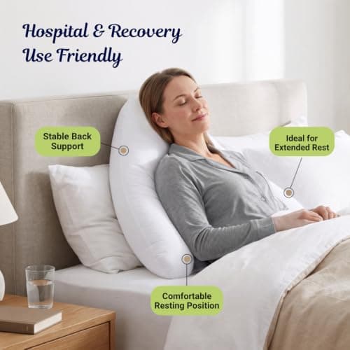 Lancashire Bedding Luxury Batwing Pillow with Polycotton Cream Pillowcover - Orthopedic Back, Neck, Shoulder Support | Soft Fluffy Cushion | Hollowfiber Filled 72 X 84 Cm Bed Pillow — view 4