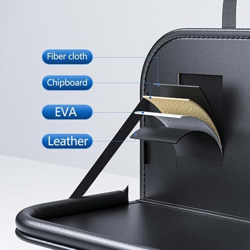 Singring Leather Car Backseat Organizer with Foldable Table Tray, Waterproof Car Seat Back Protectors Kick Mats, Foldable Car Table for Backseat Headrest with Pockets — view 6