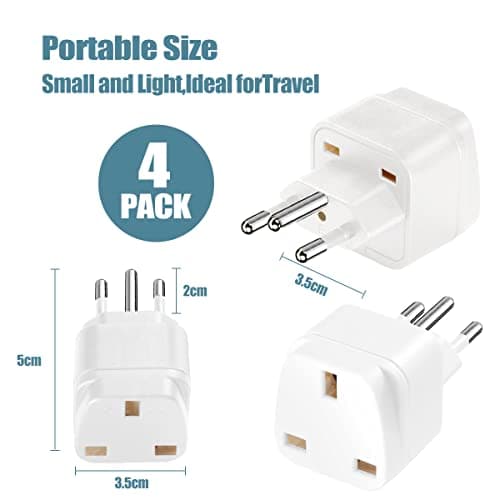 LUKELI 4 Pack UK to Switzerland Plug Adapter Swiss Adaptor Plug- Compact & Lightweight for Travel Plug Adapter UK to Swiss, Jordan, Liechtenstein, Madagascar, Rwanda (White 4 Pack) — view 5