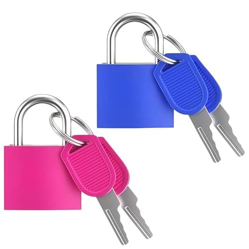 Suitcase Locks with 2 Keys, Mini Coloured Suitcase Padlock Travel Luggage Locks for Suitcases, Gym Lockers, Bags & Rucksacks(Rose Red & Blue)