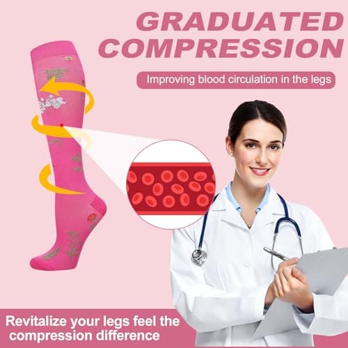 Zuimei 6 Pairs Compression Socks Circulation 20-30 mmhg Flight Socks — view 5