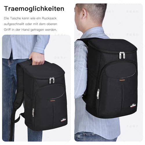 QINGLOU 25L Insulated Cool Backpack Rucksack Cooler Waterproof Insulated Soft Lunch Cooler Backpack Lightweight Leakproof Cooler Bag for Men Women to Work, Picnics, Hiking, Camping, Beach (Grey) — view 6