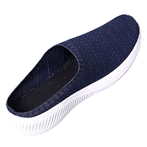 Backless Walking Shoes,Backless Mules Mens,Slingback Slip On Mesh Stretch Trainers,Casual,Lightweight,Breathable,Non Slip,Soft,for Outdoor Hiking Walking,Shopping,Work Blue