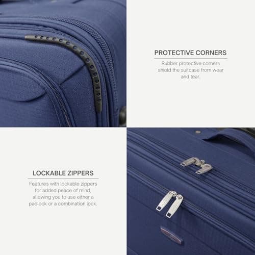ARIANA® Lightweight Hand Luggage Cabin Size Trolley Suitcase Easyjet Underseat Cabin Carry On Travel Bag 45x36x20cm (Navy) — view 4