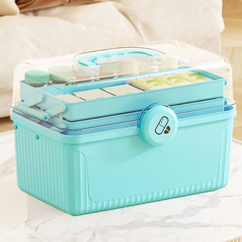 Fockety 3 Layers Large Capacity Lightweight Shockproof First Aid Kit for Home Emergencies (Sky Blue) — view 2