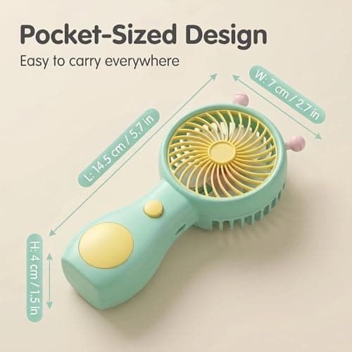 Falafoty 3 Pack Mini Portable Fan Cute Handheld Lightweight Personal Fan, USB Rechargeable Small Cooling Fan for Summer Outdoor Travel Office Beach Camping, Mini Desk Fan for Girl Kids Women Men — view 2