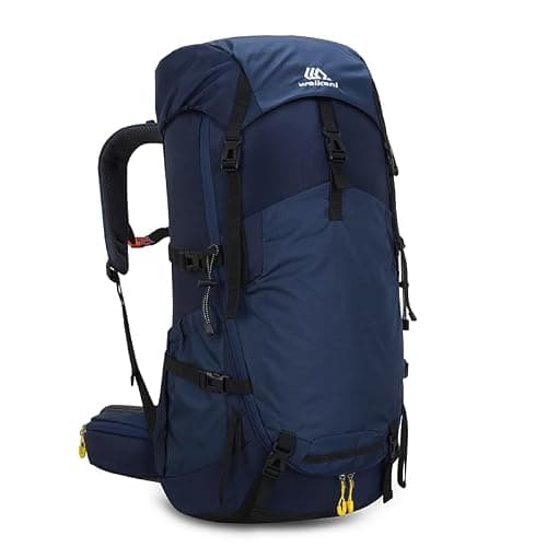 Hnayett 60L Hiking Backpack Waterproof Rucksack Large Camping Bag with Rain Cover for Men Women Lightweight Back Pack for Trekking Walking Cycling Climbing Travelling Outdoor Sports