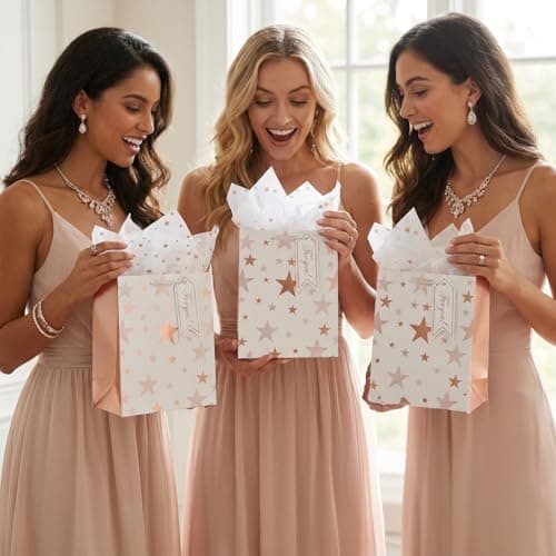 6Pack Medium Gift Bags with Tissue Paper,Rose Gold,18×23×10CM — view 5