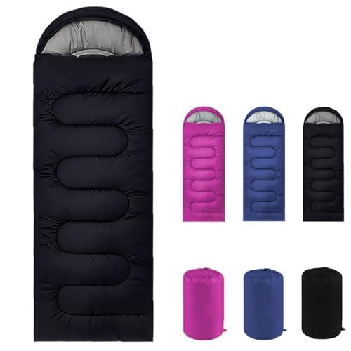 Sleeping Bags for Adults & Kids Sleeping Bag for 3-4 Season, Adult Blanket, Ultralight Carry Bag, Lightweight Compact, Soft for Outdoor Camping, Travel, Hiking (Black Warm Weather 15-32°C)
