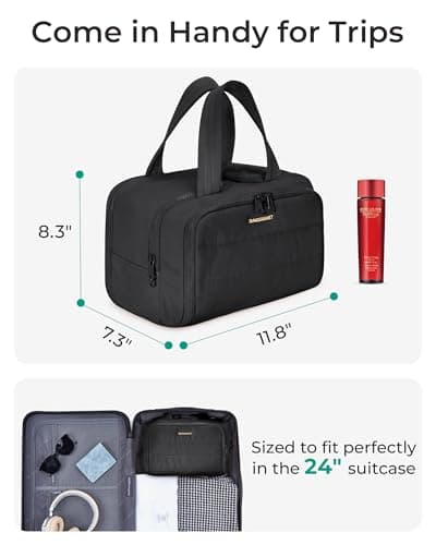 BAGSMART Large Travel Toiletry Makeup Bag, Upright Storage, Brush Pocket — view 6