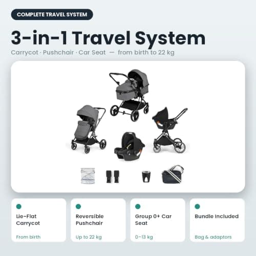 Ickle Bubba Atom 3 in 1 Travel System pram with Astral Car Seat (Graphite) — view 2