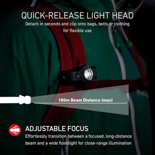 Ledlenser MH5 - Rechargeable Outdoor LED Head Torch, Super Bright Powerful 400 Lumens Headlamp, 2 in 1 Headlamp/Handheld Torch, Running Headlight, Hiking Torch, Up to 35 Hours Charge (Black/Grey) — view 4