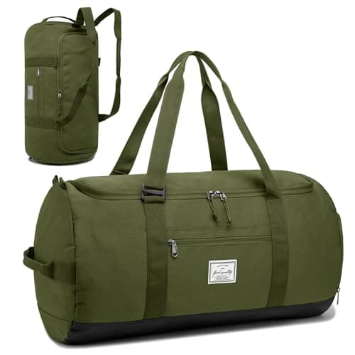 Lyweem Travel Duffel Bag for Men, 60L Large Sports Duffle Bag Backpack for Women Weekender Overnight Holdall Bags with Shoes Compartment Multifunctional Gym Bags, Green