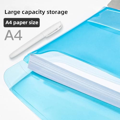 A4 Plastic Wallets 7PCS Folders Waterproof Plastic Wallet Transparent Colours with Button Storage and Organization Office Supplies — view 5