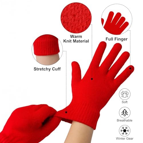 M&A PEAKS Kids Magic Gloves 6/12 Pairs, Boys & Girls Winter Soft Warm Full Finger Cozy Stretch Knit Cold Weather Gloves For School, Cycling, Outdoor Play & Travel Age 4–10, (Pack Of 6 - Assorted) — view 4