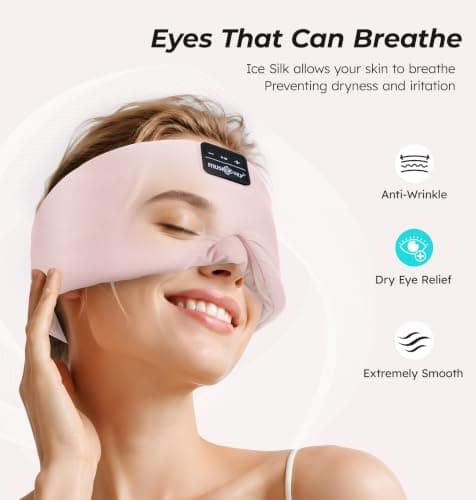 MUSICOZY Sleep Mask Headphones 100% Blackout Ice Silk Sleep Headphones — view 4