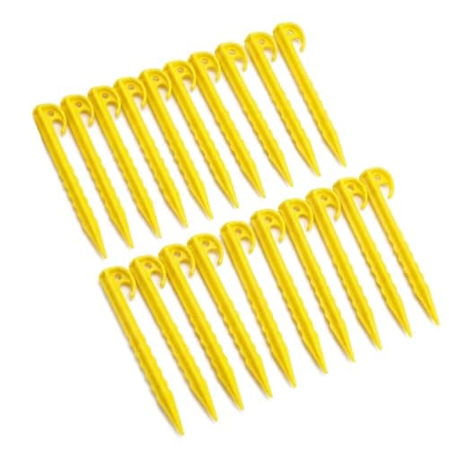20-Pack Heavy Duty Tent Pegs, Spiral Screw-In Camping Pegs for Windy Ground, Plastic Garden Pegs for Ground Anchoring, Awning Pegs for Tents & Outdoor Setup
