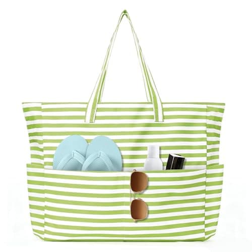 flintronic Extra Large Lightweight Beach Bag, Waterproof Beach Tote Bag with Zip, Foldable Shoulder Bag for Women, Reusable Shopping Bag, for Beach Travel Holiday Swimming Picnic