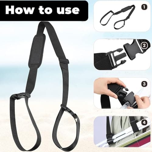 XMTStartrading 2Pcs Portable Beach Chair Carry Strap Soft Touch Universal Handbag Strap Foldable Beach Chair Backpack for Picnics Outdoor Camping Sitting — view 3