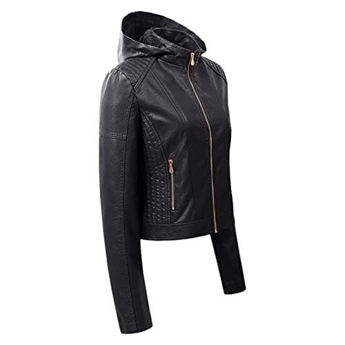 Women's Genuine Leather Winter Jacket with Hood - Softshell, Long, Waterproof, Fleece, Warm, Thin, Red, Long Sleeve, Biker — view 4