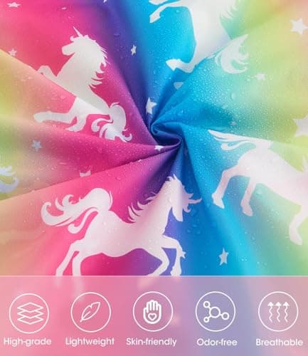 WAWSAM Kids Poncho Waterproof - Rainbow Unicorn Rain Poncho for Girls - Lightweight Hooded Raincoat with Storage Bag - Portable Rainwear for School & Travel — view 5