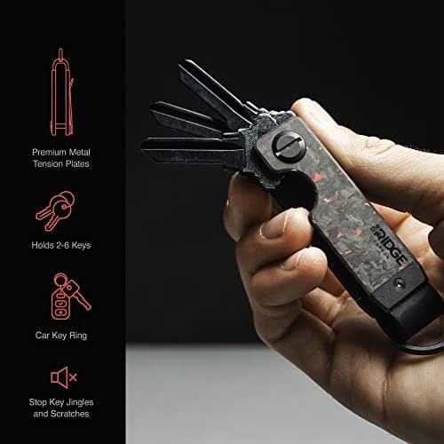 The Ridge Key Organizer-Compact Key Holder with Premium Plates Aluminum Navy - Minimalist Innovative Keyholder - Smart Key Organizer Keychain Secures 2-6 Keys (Forged Ember) — view 3