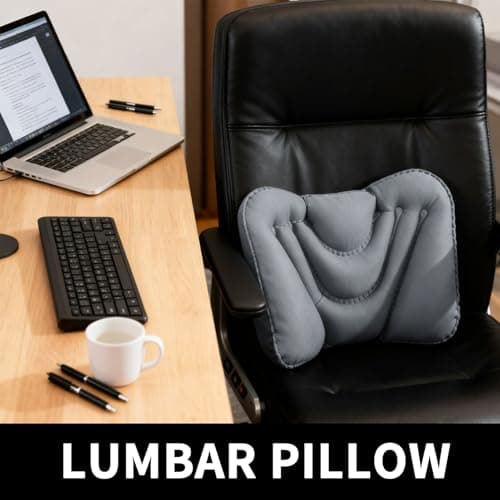 Lumbar Support Pillow - Inflatable Back Cushion, Ergonomic Waist Rest | Adjustable Air-Filled Comfort Design Feature, Portable Orthopaedic Relief Product, Back Support Usage Scenario Office Ca — view 3