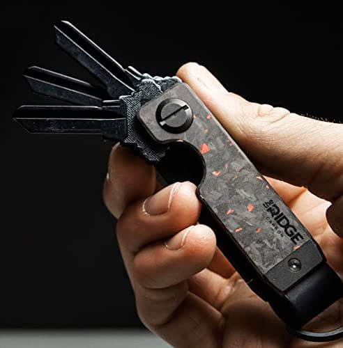 The Ridge Key Organizer-Compact Key Holder with Premium Plates Aluminum Navy - Minimalist Innovative Keyholder - Smart Key Organizer Keychain Secures 2-6 Keys (Forged Ember) — view 6