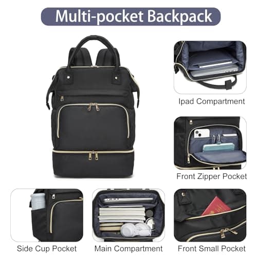 seyfocnia Gym Backpack for Men, Waterproof Sports Backpack With Shoe Compartment Lightweight Workout Trainning Back pack Casual Travel Daypack(Black and Gold 20inch) — view 2