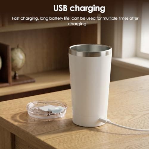 Weiyonse Self Stirring Mug - Travel Coffee Mug, 400ML Smart Tumbler 316 Stainless Steel, Insulated Coffee Cup TPYE-C Rechargeable, Stirring Cup with Detachable Magnetic Base for Office Travel — view 6