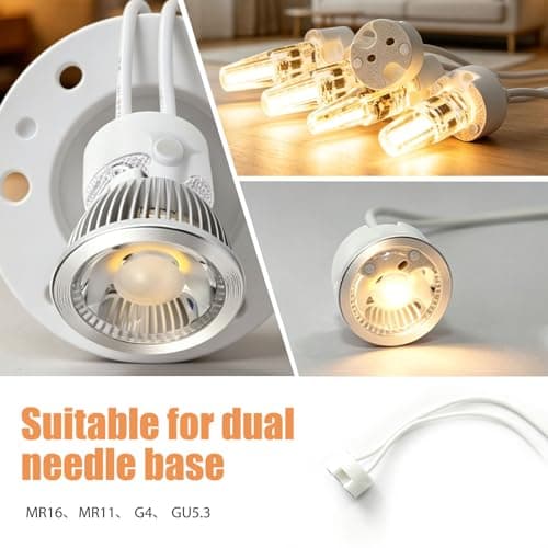 20 Pack MR16 GU5.3 G4 G6.35 GU4 Lamp Sockets for LED & Halogen Bulbs, Ceramic Base Light Socket Holders for LED and Halogen Bulbs Heat Resistant Wires Low Voltage Bulb Holder Fittings — view 5