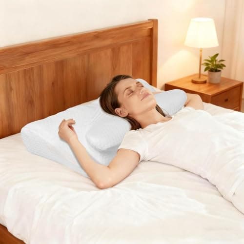 Lavio Cervical Memory Foam Pillow for Neck Pain, Orthopedic Neck Pillow Ergonomic Head Neck Support Pillow for Side, Back & Stomach Sleepers with Removable Cover (White) — view 6