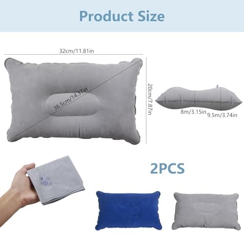 RRICHH 2Pcs Inflatable Pillow Blow up 34 * 22cm Christmas Soft Water Resistant Portable Beach Sunbed Pillows Xmas Gifts Air Inflatable Neck Pillow for Camping Traveling Fishing Airplane Car Office — view 2
