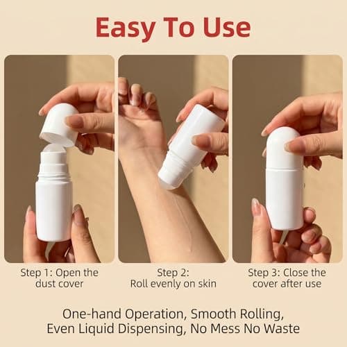 Happyupcity 6Pcs 30ml/1oz White Plastic Roller Bottles Empty Refillable Roll On Bottles Leak-Proof Deodorant Containers Travel Size Rollerball Bottle for DIY Essential Oil Perfumes Balms — view 5