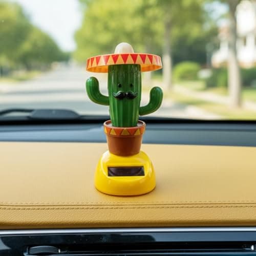 Cactus Car Shaking Head Ornament - 9x5cm Dancing Cactus Dashboard Figure | Solar-Powered Shaking Head Car Ornament | Funny Bouncing Plant Toy For SUV, Sedan & RV — view 2