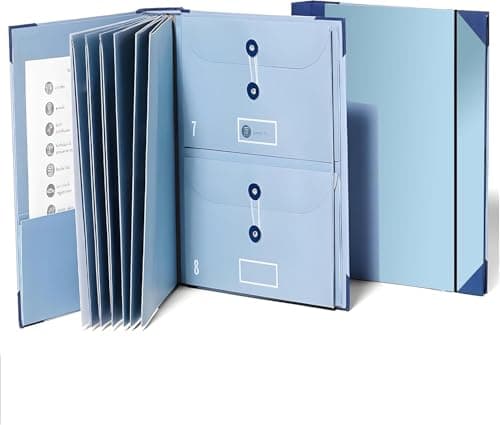 Document Organizer Folio with Labels: Personal Family Document Organizer Binder - Life Binder Organizer Kit with Pockets, Ideal Family Emergency Binder for Important Documents(Blue*1) — view 3