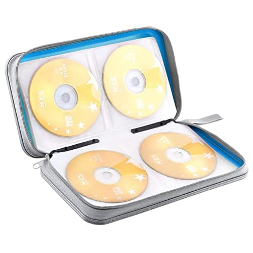Bivisen 96 Capacity CD/DVD Case Storage Holder Binder Organizer Portable Zipper Hard Plastic CD/DVD Cases Organizer Wallet Book for Car Home Travel (Sky Blue) — view 5