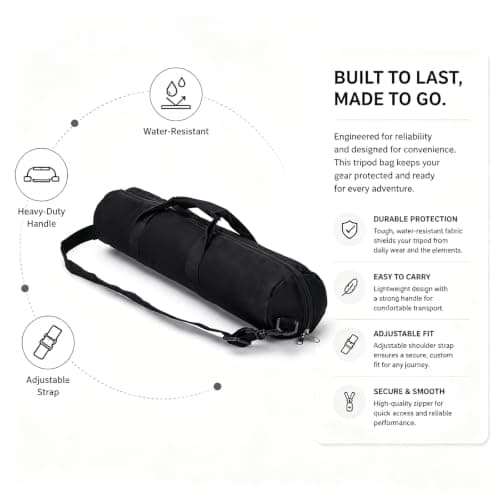 dekayaker Tripod Carrying Case Bag,22.4" x 7.5" Heavy Duty Nylon Padded Tripod Bag with Adjustable Shoulder Straps and Handles for Light Stand, Tripods, Monopods, Umbrellas, Softbox, Mic Stands,Black — view 4
