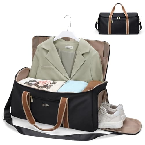 Garment Bags for Travel 2 in 1 Convertible Suit Travel Duffel Bag for Women, Carry On Weekend Overnight Bag with Shoulder Strap and Shoes Compartment for Weekend Trip and Business Trips (Black)